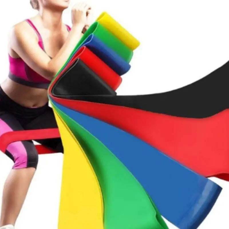 Kit com 5 Faixas Elásticas Multifuncionais para Fisioterapia, Crossfit