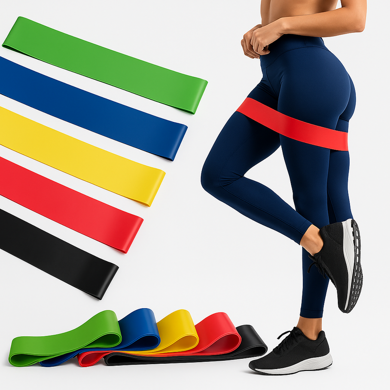 Kit com 5 Faixas Elásticas Multifuncionais para Fisioterapia, Crossfit