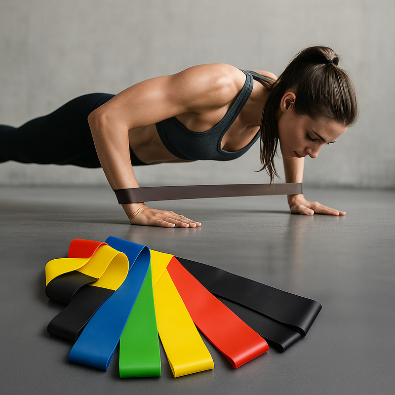 Kit com 5 Faixas Elásticas Multifuncionais para Fisioterapia, Crossfit